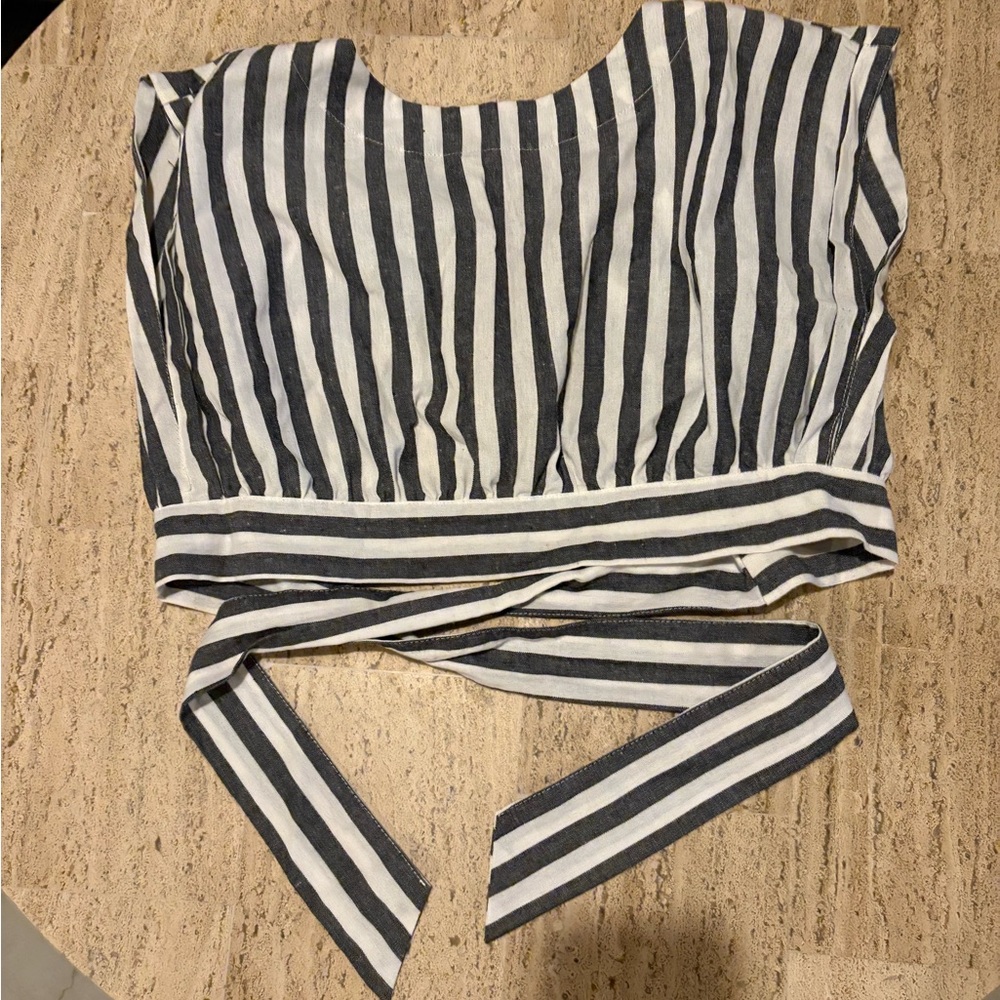 Bobbles & Lace Striped Black and White Women's Crop top